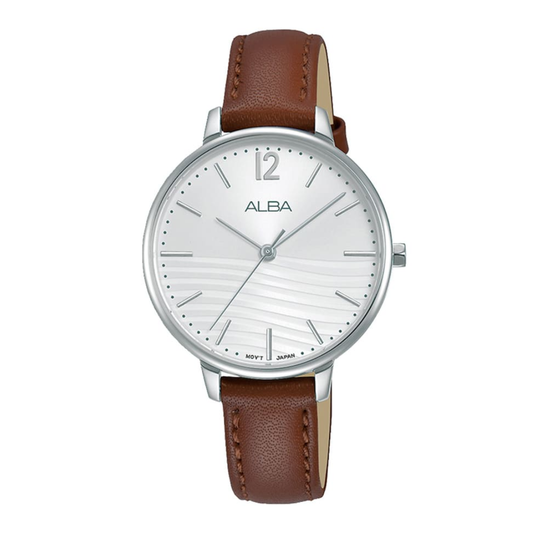 AH8727X1 Fashion Silver Dial Leather Strap Quartz Watch