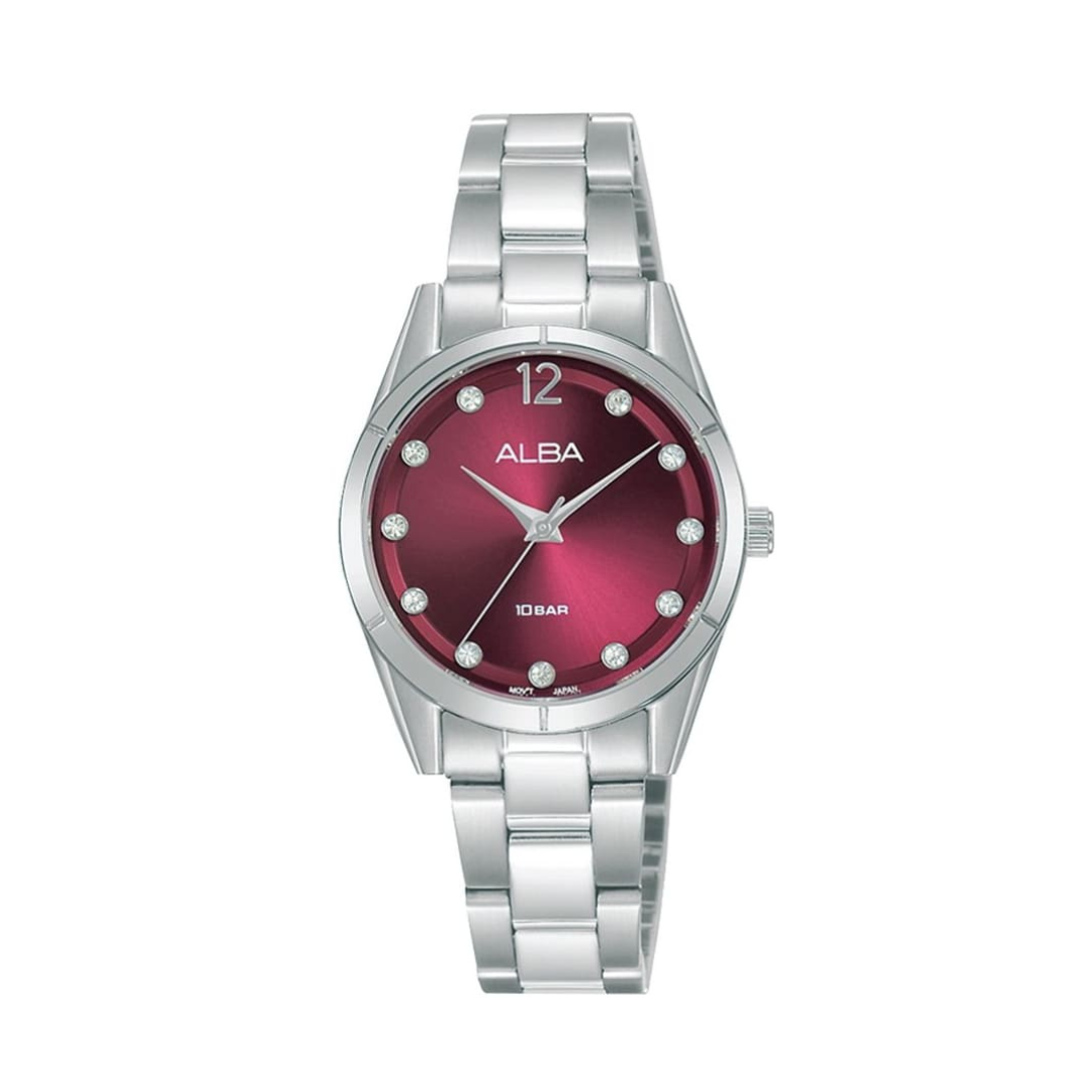 AH8743X1 Fashion Red Dial Stainless Steel Quartz Watch