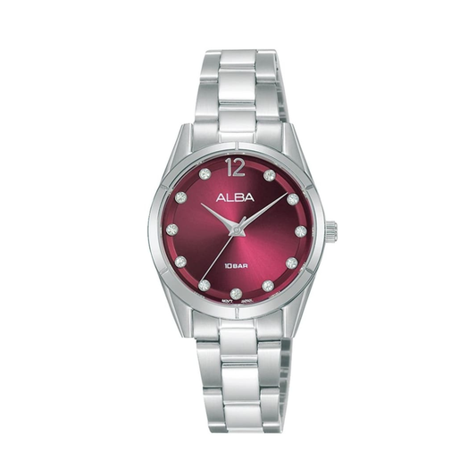 AH8743X1 Fashion Red Dial Stainless Steel Quartz Watch