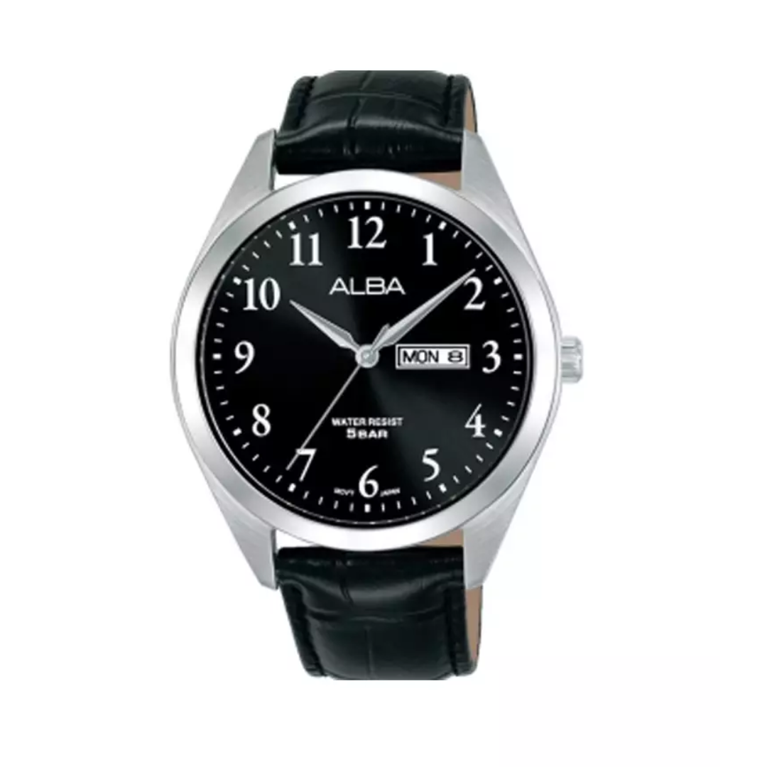 AJ6217X1 Prestige Black Leather Strap Quartz Watch
