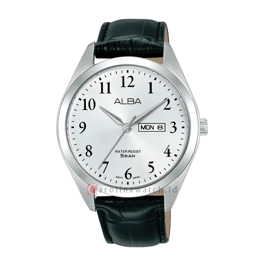 AJ6219X1 Prestige Silver Leather Strap Quartz Watch