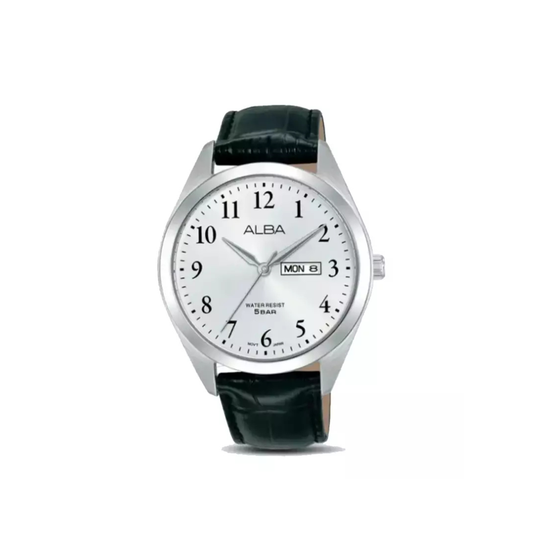 AJ6219X1 Prestige Silver Leather Strap Quartz Watch