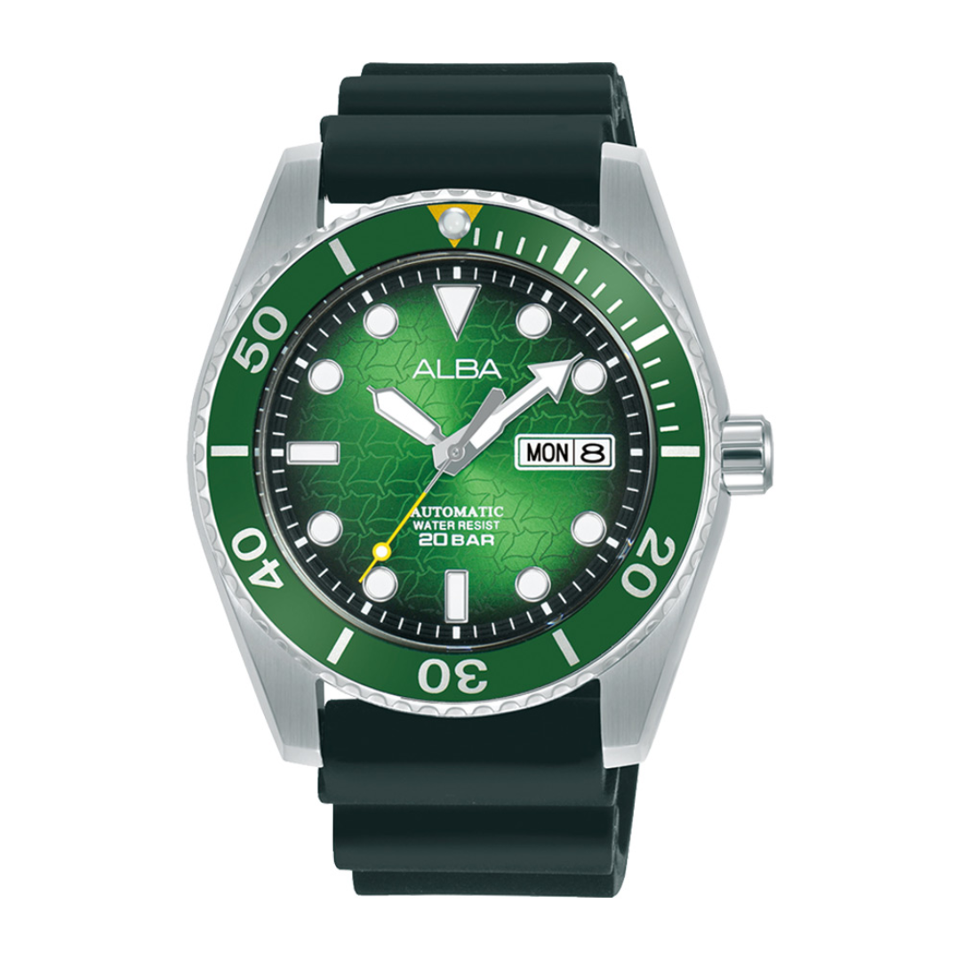 Alba Philippines AL4441X1 Green Dial Black Silicone Strap Men's Automatic Watch 43mm