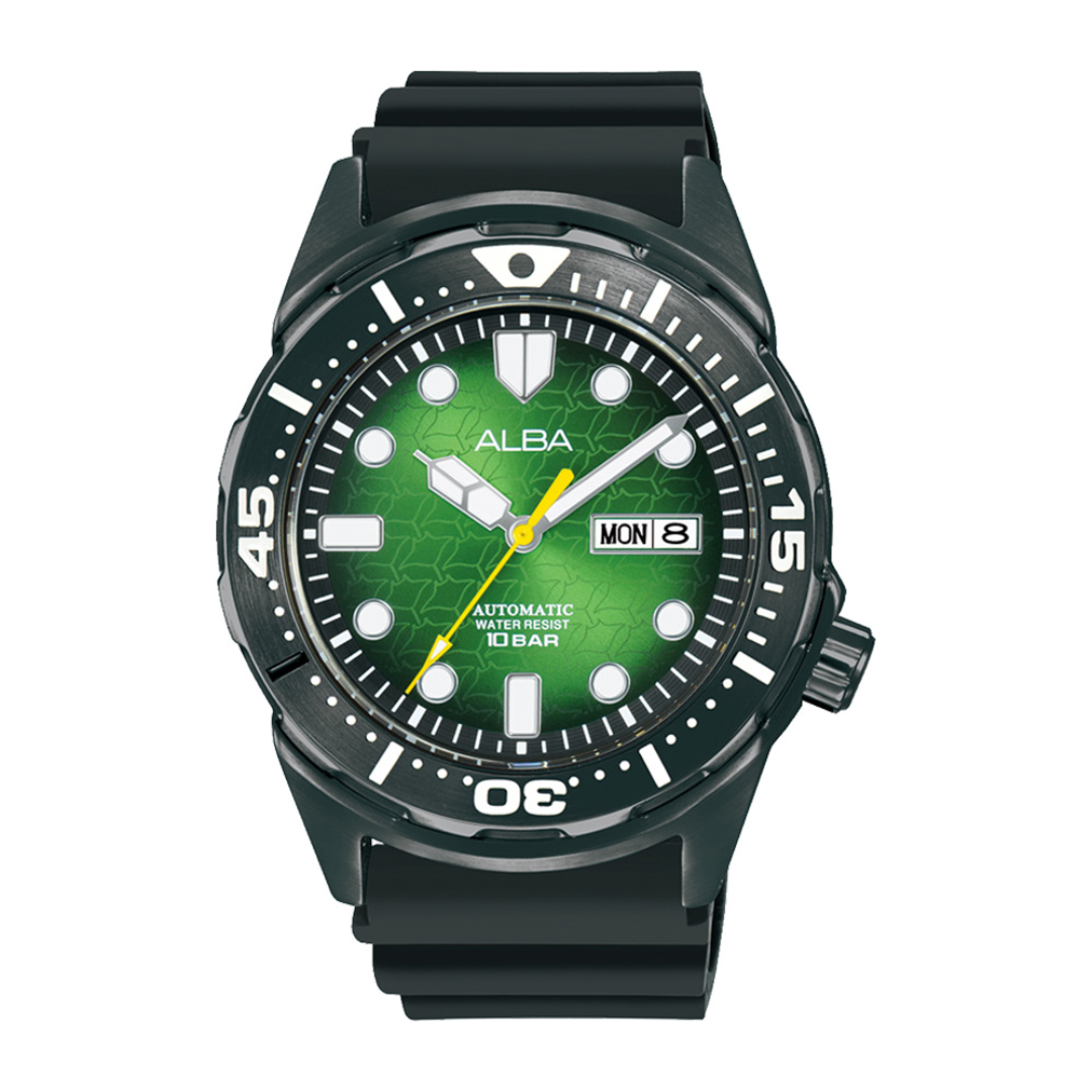 Alba Philippines AL4445X1 Green Dial Black Silicone Strap Men's Automatic Watch 42mm