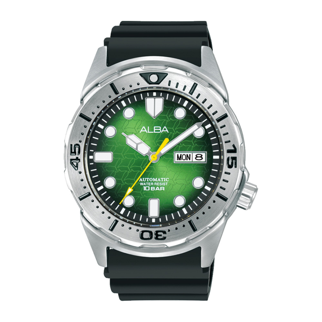 Alba Philippines AL4447X1 Green Dial Black Silicone Strap Men's Automatic Watch 42mm