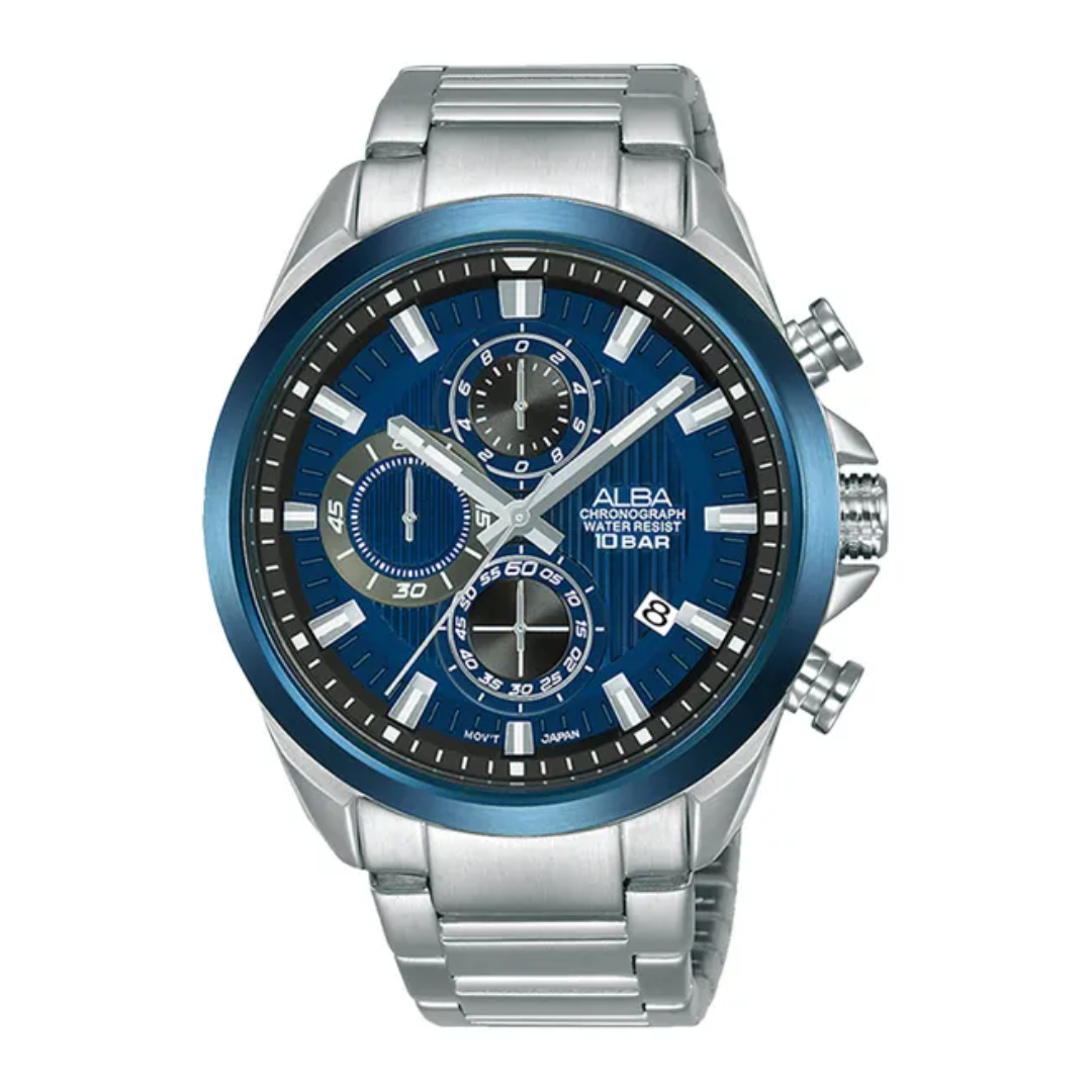 AM3781X1 Active Blue Dial Stainless Steel Quartz Watch