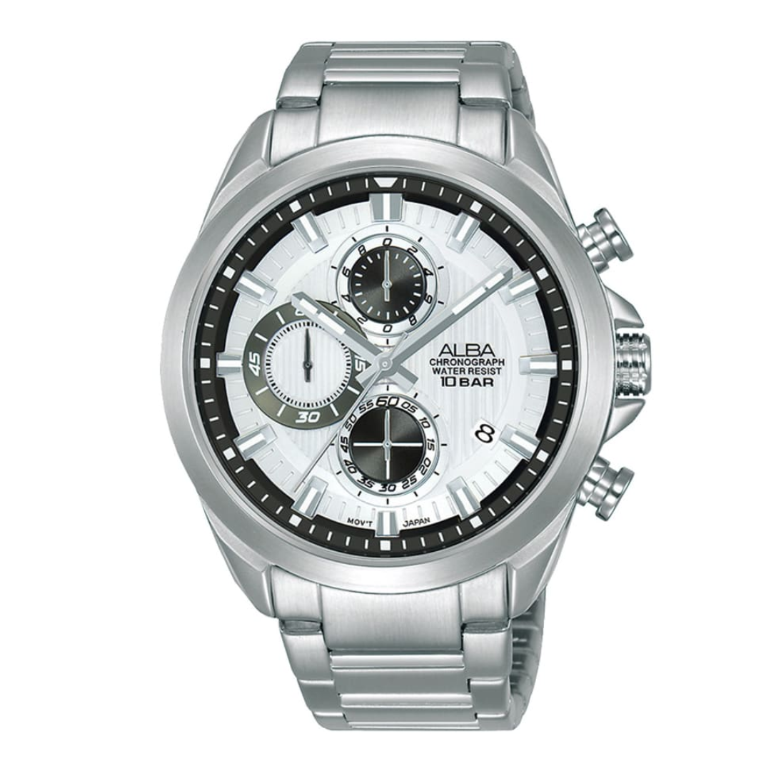 AM3787X1 Active White Dial Stainless Steel Quartz Watch