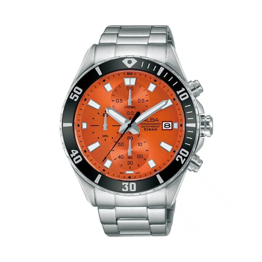 AM3803X1 Active Orange Dial Stainless Steel Quartz Watch