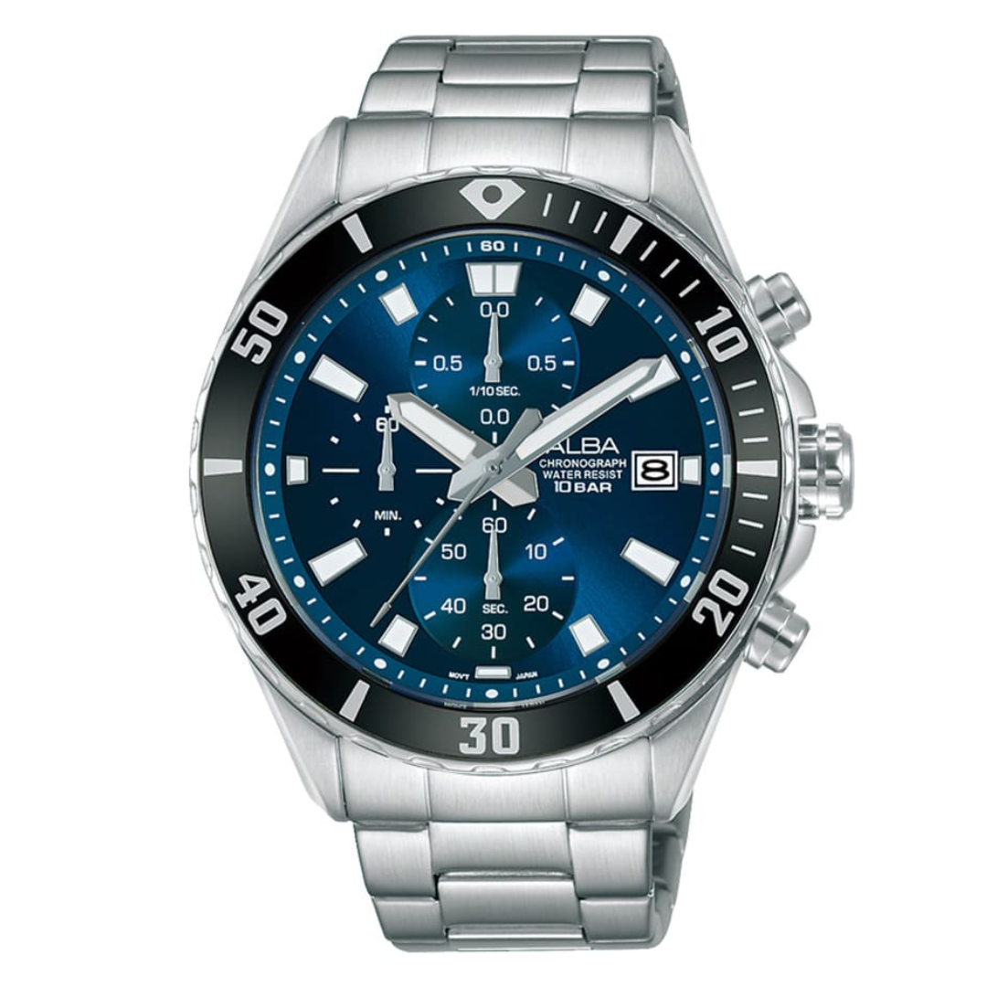 AM3809X1 Active Blue Dial Stainless Steel Quartz Watch