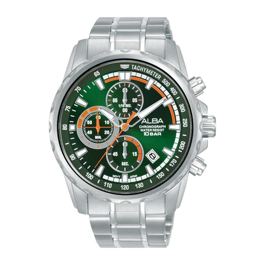 Alba Philippines AM3927X1 Green Dial Stainless Steel Strap Men's Chronograph Watch 43mm