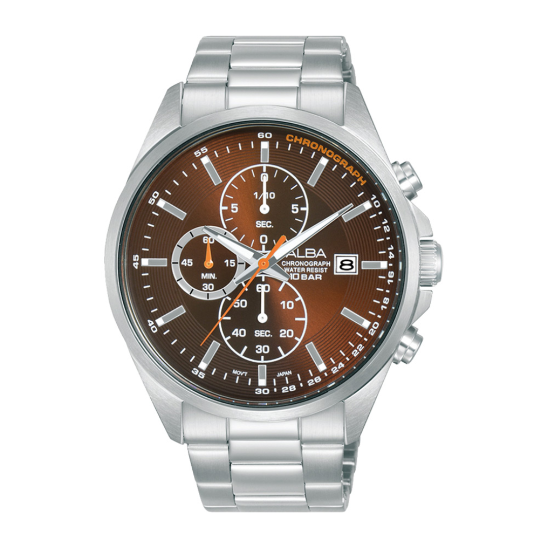 Alba Philippines AM3941X1 Brown Dial Stainless Steel Strap Men's Chronograph Watch 43mm