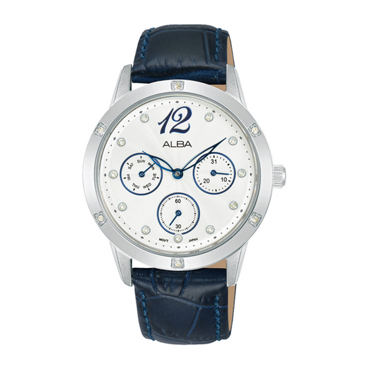 Alba Philippines AP6719X1 Silver Dial Blue Leather Strap Women's Quartz Watch 36mm