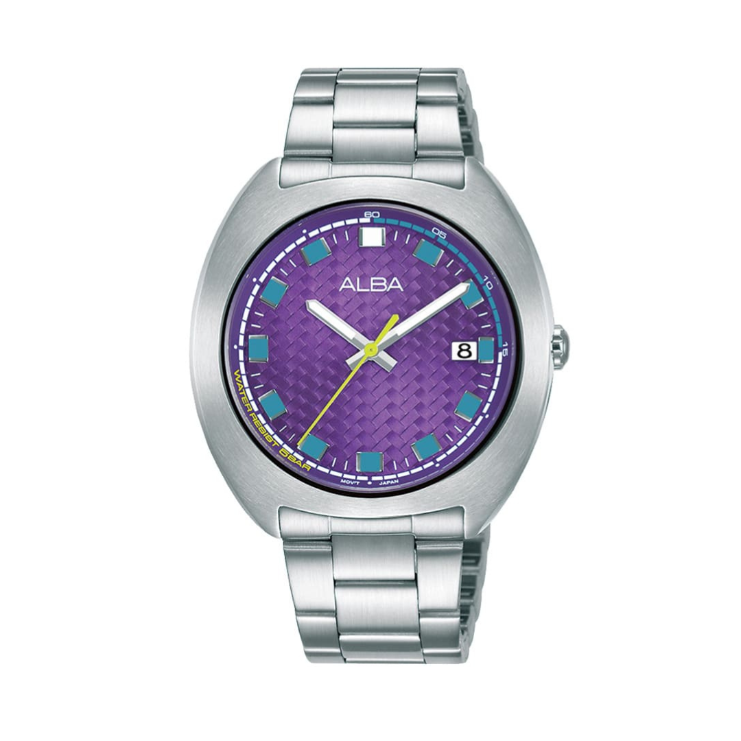 AS9K87X1 Active Purple Dial Stainless Steel Quartz Watch