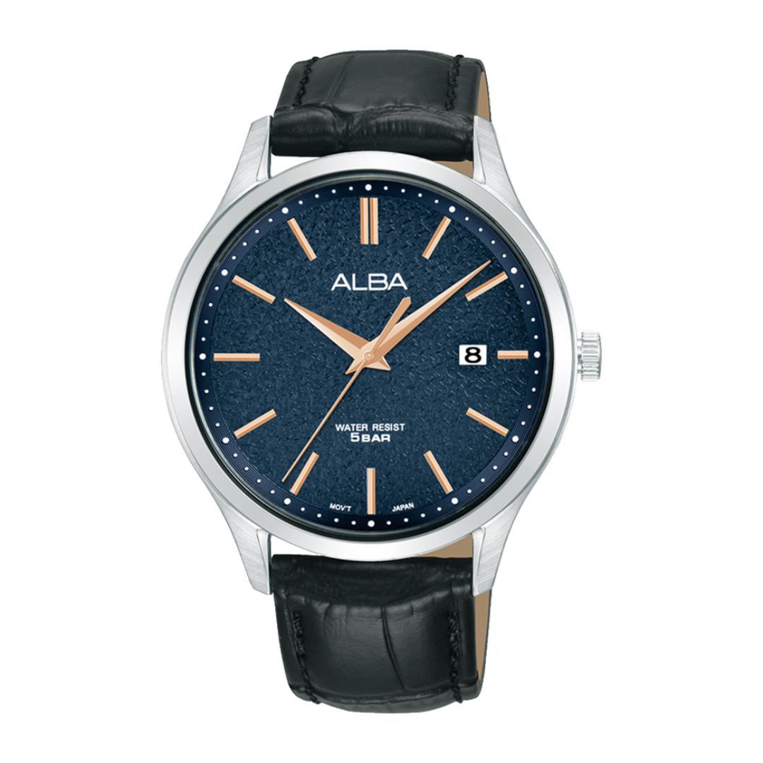 Alba Philippines AS9R37X1 Blue Dial Black Leather Strap Men's Quartz Watch 41mm