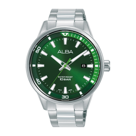 Alba Philippines AS9R57X1 Green Dial Stainless Steel Strap Men's Quartz Watch 43mm