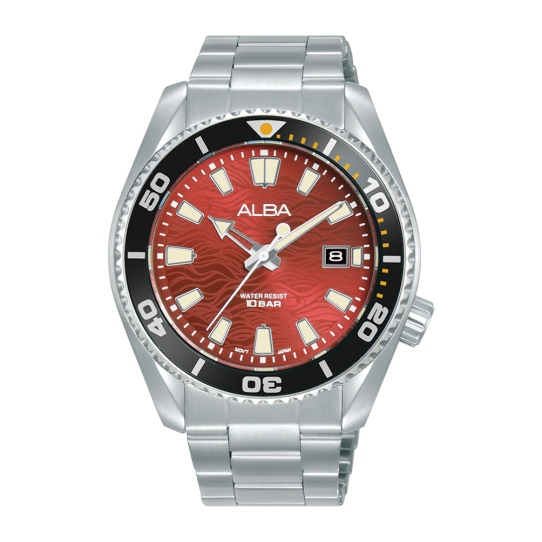 Alba Philippines AS9R65X1 Red Dial Stainless Steel Strap Men's Quartz Watch 43mm