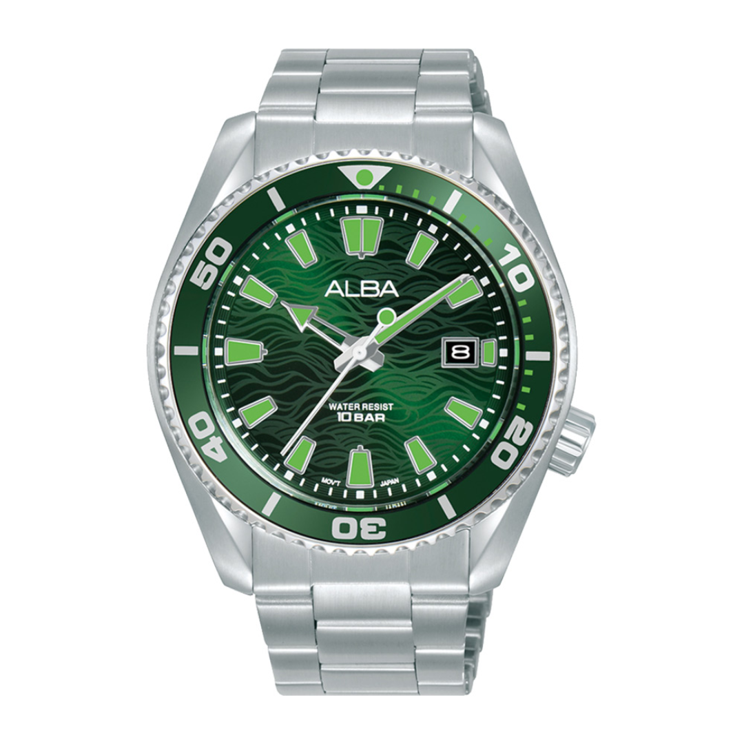 Alba Philippines AS9R69X1 Green Dial Stainless Steel Strap Men's Quartz Watch 43mm