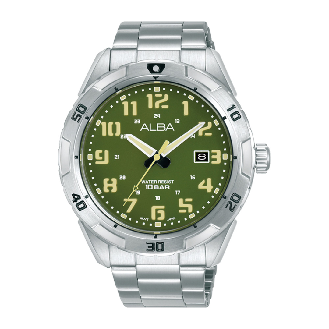 Alba Phlippines AS9R79X1 Green Dial Stainless Steel Strap Men's Quartz Watch 45mm