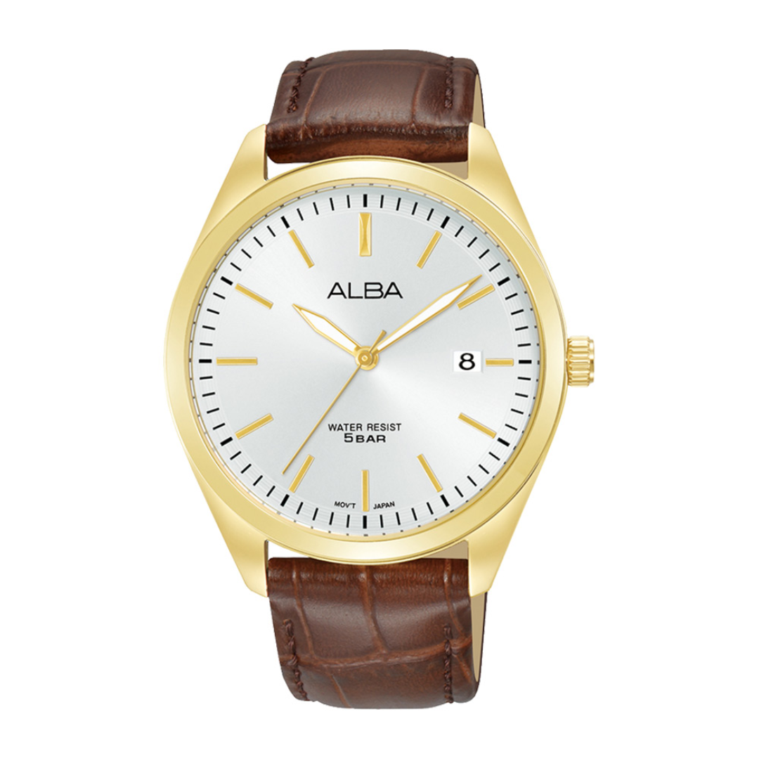Alba Philippines AS9S26X1 Silver Dial Brown Leather Strap Men's Quartz Watch 40mm