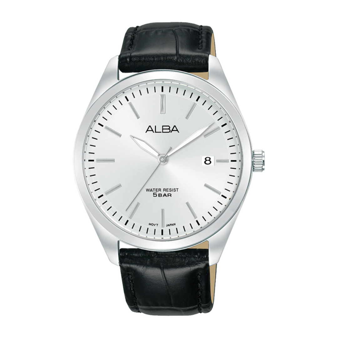 Alba Philippines AS9S29X1 Silver Dial Black Leather Strap Men's Quartz Watch 40mm