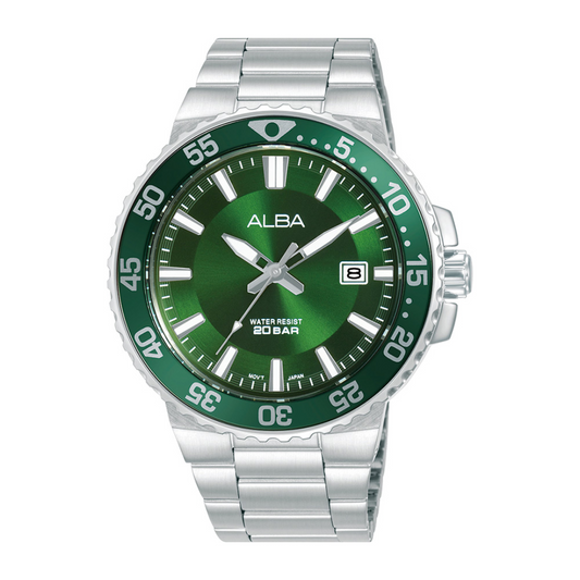 Alba Philippines AS9S85X1 Active Green Dial Stainless Steel Strap Men's Quartz Watch 43mm