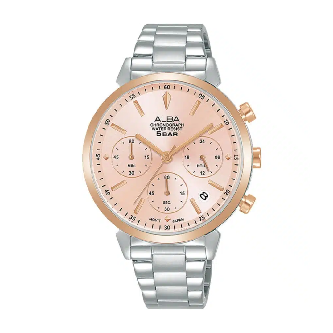 AT3H36X1 Fashion Pink White Dial Stainless steal Quartz Watch