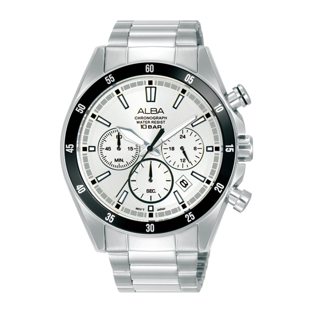 Alba Philippines AT3J31X1 White Dial Stainless Steel Strap Men's Chronograph Watch 43mm