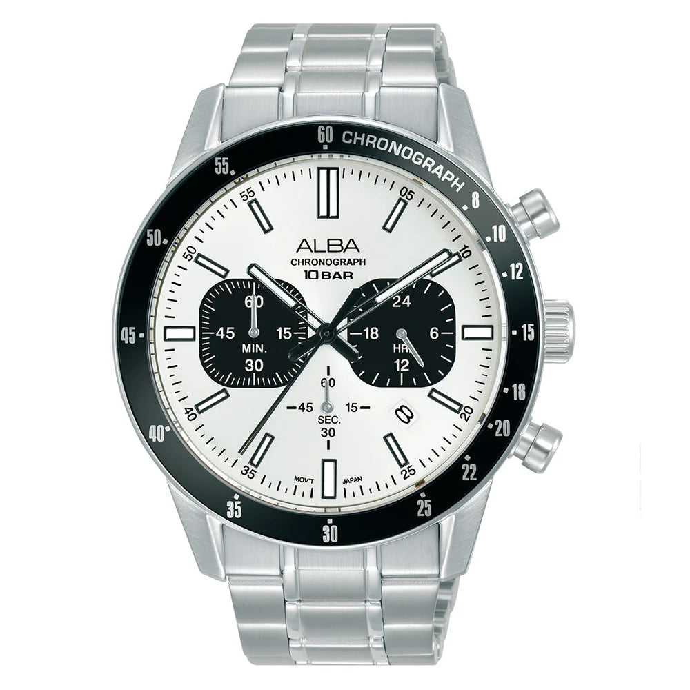 Alba Philippines AT3J81X1 Active White Dial Men's Chronograph Watch 44mm