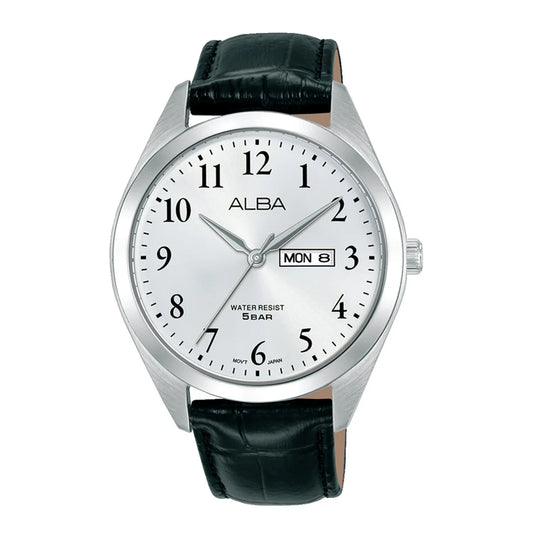 AJ6219X1 Prestige Silver Leather Strap Quartz Watch