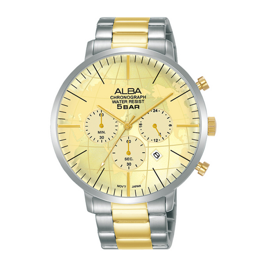 Alba Philippines AT3H03X1 Prestige Gold Dial Men's Quartz Watch 44mm