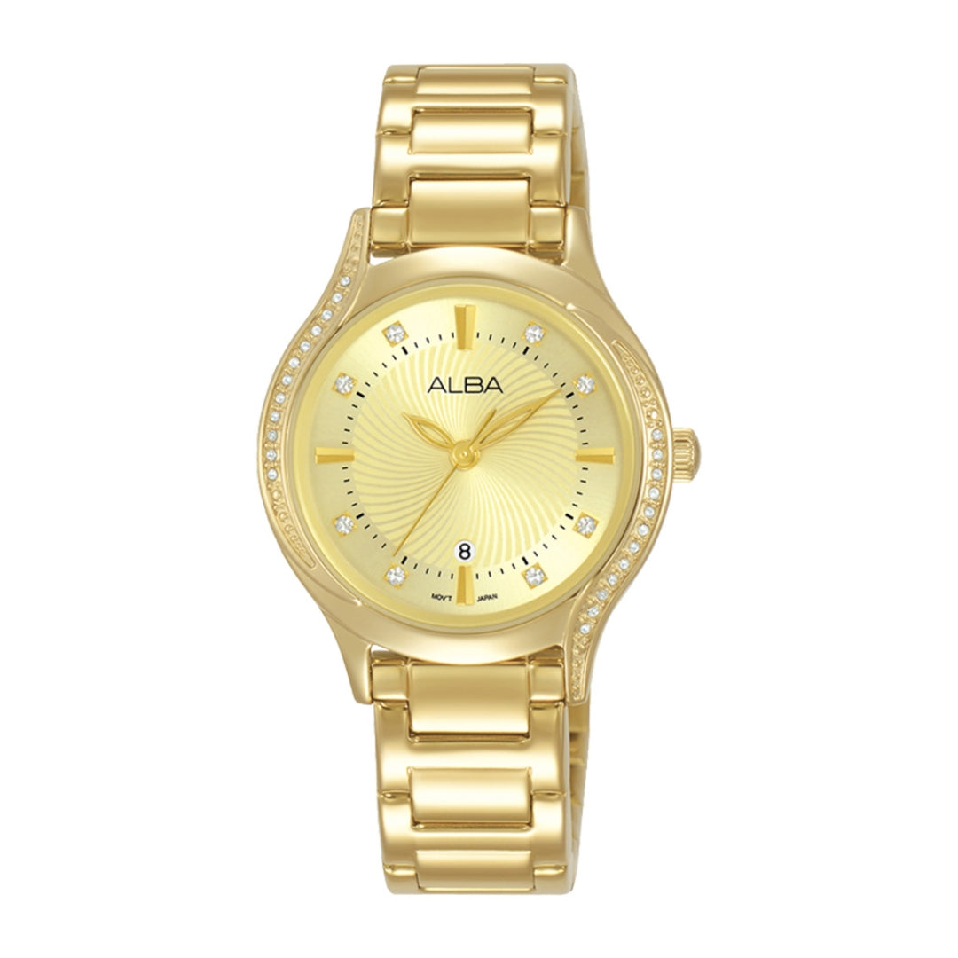 Alba Philippines AH7BD8X1 Fashion Gold Dial Women's Quartz Watch 30mm